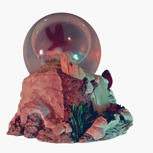 Cardinal Snow Globe Waterfall Scene Cloudy Craft - Picture 4 of 10